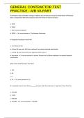 GENERAL CONTRACTOR TEST PRACTICE - A&sol;B VA PART exam questions 