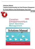 Solutions Manual &ndash; Canadian Entrepreneurship and Small Business Management 12th Edition by Wesley Balderson&comma; Peter Mombourquette&comma; and Penny Farley