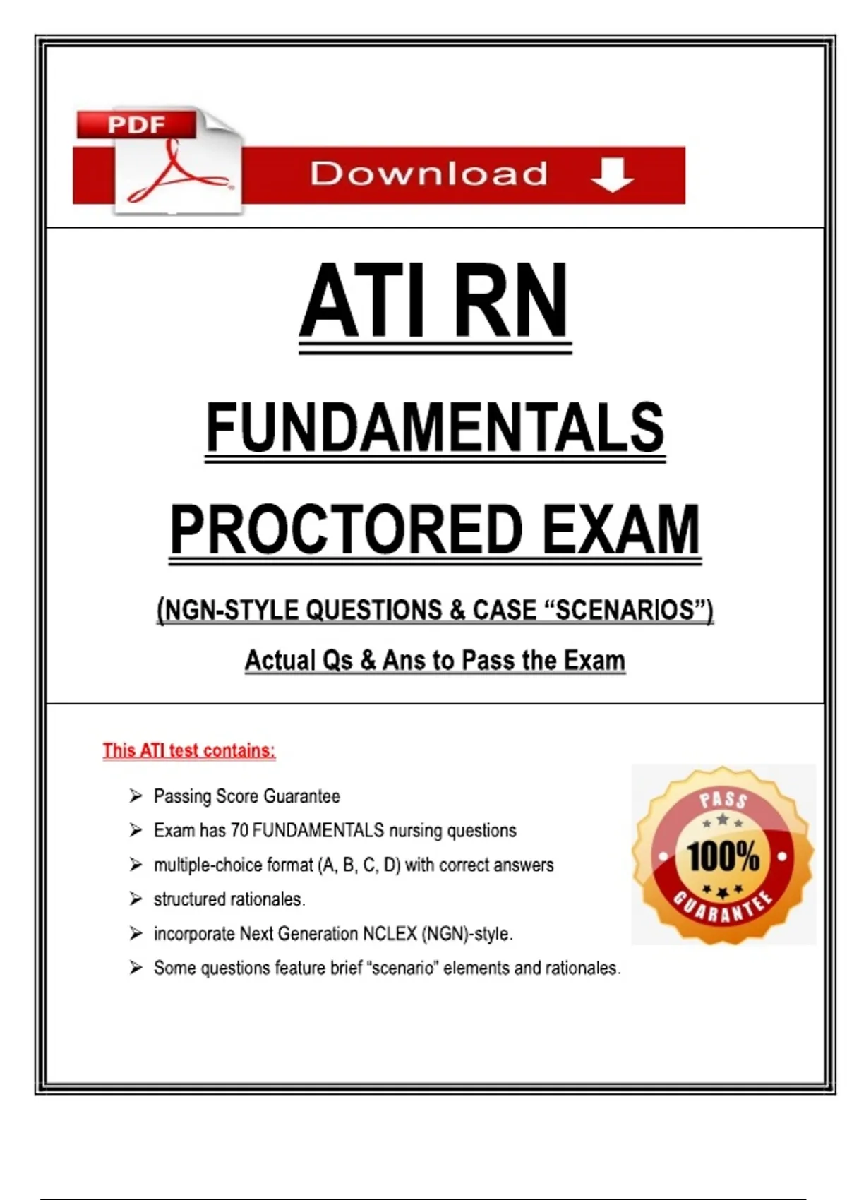 ATI RN Fundamentals Proctored Exam (2025 / 2026) – NGN-Style Questions ...