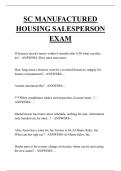 SC MANUFACTURED HOUSING SALESPERSON EXAM QUESTIONS AND ANSWERS 2025
