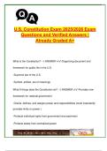 U&period;S&period; Constitution Exam Questions and Verified Answers &lpar;135 Qs&rpar; &vert; Political Science&comma; Law & Government Studies