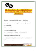 U&period;S&period; Government &ndash; U&period;S&period; Constitution Exam &lpar;100 Questions&rpar; &vert; Congress&comma; Amendments&comma; Judicial Review &vert; Updated 2025&sol;2026