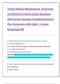 Transit Railcar Maintenance Technician  Certification Practice Exam Questions  And Correct Answers &lpar;Verified Answers&rpar;  Plus Rationales 2026 Q&A &vert; Instant  Download Pdf