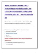 Water Treatment Operator Class B  Licensing Exam Practice Questions And  Correct Answers &lpar;Verified Answers&rpar; Plus  Rationales 2026 Q&A &vert; Instant Download  Pdf 