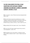 VA DEQ SWM INSPECTOR FINAL EXAM QUESTIONS WITH DETAILED VERIFIED ANSWERS 100 PERCENT CORRECT ANSWERS ALREADY GRADED A PLUS