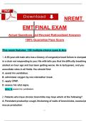 NREMT EMT FINAL EXAM Actual Questions and Reṿised Rationalized Answers 100&percnt; Guarantee Pass Score