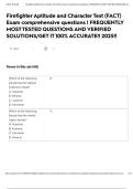 Firefighter Aptitude and Character Test &lpar;FACT&rpar; Exam comprehensive questions &vert; FREQUENTLY MOST TESTED QUESTIONS AND VERIFIED SOLUTIONS&sol;GET IT 100&percnt; ACCURATE&excl;&excl; 2025&excl;&excl;