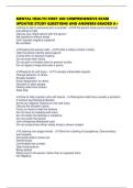 MENTAL HEALTH FIRST AID COMPREHENSIVE EXAM UPDATED STUDY QUESTIONS AND ANSWERS GRADED A&plus;