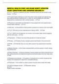MENTAL HEALTH FIRST AID EXAM SCRIPT UPDATED STUDY QUESTIONS AND ANSWERS GRADED A&plus;