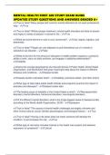 MENTAL HEALTH FIRST AID STUDY EXAM GUIDE UPDATED STUDY QUESTIONS AND ANSWERS GRADED A&plus;