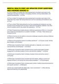 MENTAL HEALTH FIRST AID UPDATED STUDY QUESTIONS AND ANSWERS GRADED A&plus;