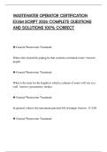 WASTEWATER OPERATOR CERTIFICATION EXAM SCRIPT 2026 COMPLETE QUESTIONS AND SOLUTIONS 100&percnt; CORRECT