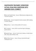 WASTEWATER TREATMENT OPERATIONS ACTUAL EXAM 2026 QUESTIONS WITH ANSWERS 100&percnt; CORRECT