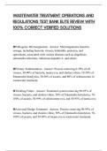 WASTEWATER TREATMENT OPERATIONS AND REGULATIONS TEST BANK ELITE REVIEW WITH 100&percnt; CORRECT VERIFIED SOLUTIONS