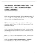 WASTEWATER TREATMENT OPERATIONS EXAM SCRIPT 2026 COMPLETE QUESTIONS AND CORRECT ANSWERS