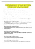 RISK MANAGEMENT SET EXAM QUESTIONS WITH CORRECT ANSWERS RATED A&plus;&period;RISK MANAGEMENT SET EXAM QUESTIONS WITH CORRECT ANSWERS RATED A&plus;&period;