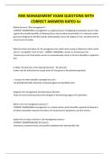 RISK MANAGEMENT EXAM QUESTIONS WITH CORRECT ANSWERS RATED A&plus;