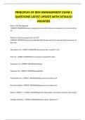 PRINCIPLES OF RISK MANAGEMENT EXAM 1 QUESTIONS LATEST UPDATE WITH DETAILED