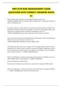 PMT 0170 RISK MANAGEMENT EXAM QUESTIONS WITH CORRECT ANSWERS RATED A&plus; LATEST