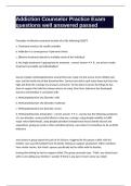 Addiction Counselor Practice Exam questions well answered passed
