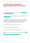 Nur 200 Critical Thinking Exam 1 Questions With 100&percnt; Correct Answers