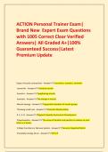    ACTION Personal Trainer Exam&vert; Brand New  Expert Exam Questions with 1005 Correct Clear Verified Answers&vert; All Graded A&plus;&vert;100&percnt; Guaranteed Success&vert;Latest Premium Update