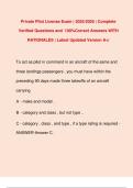 Private Pilot License Exam &vert; 2025&sol;2026 &vert; Complete Verified Questions and 100&percnt;Correct Answers WITH RATIONALES &vert; Latest Updated Version A&plus;&vert; 