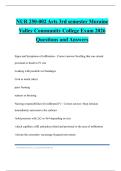 NUR 250-002 Arts 3rd semester Moraine Valley Community College Exam 2026 Questions and Answers