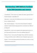 Pharmacology 1000 Midterm NorQuest Exam 2026 Questions and Answers