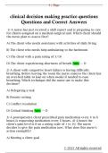clinical decision making practice questions  Questions and Correct Answers 
