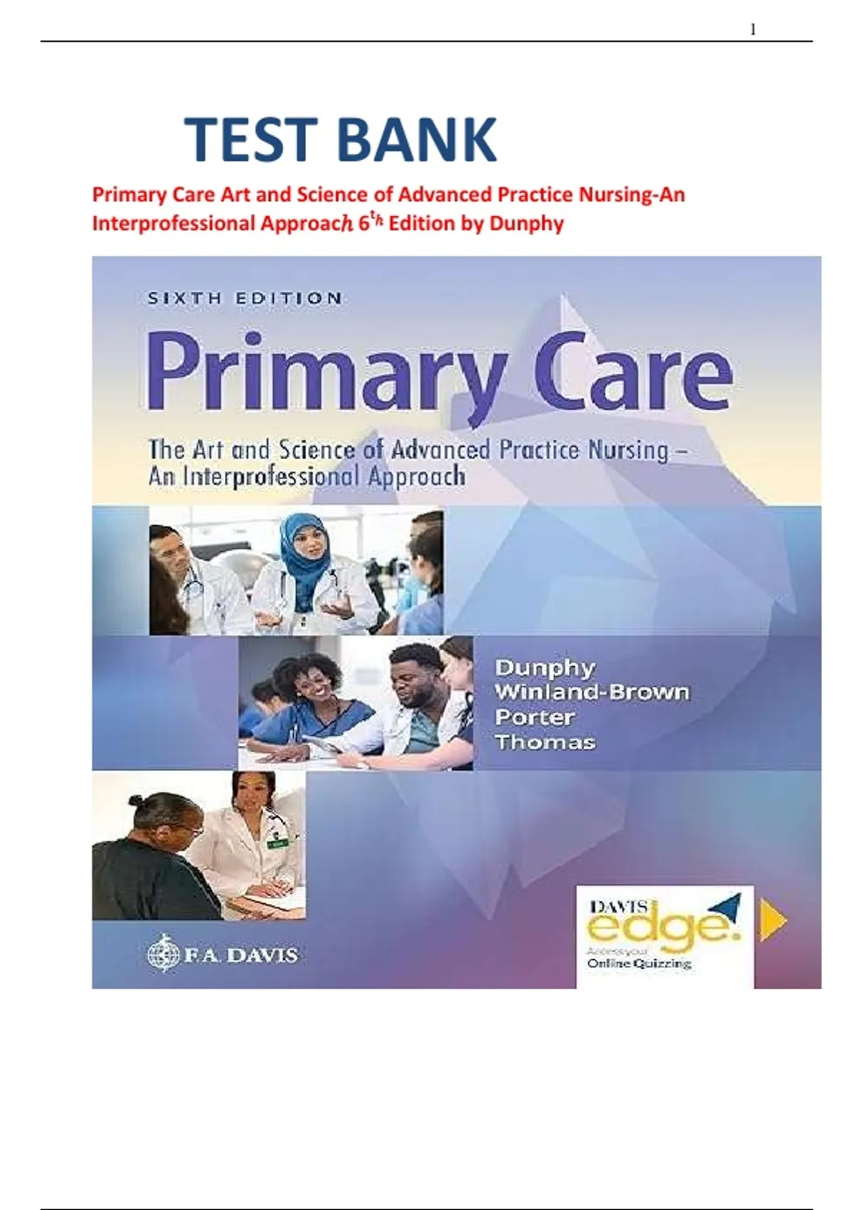 Full Test Bank — Primary Care: The Art and Science of Advanced Practice ...