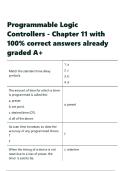 Programmable Logic Controllers - Chapter 11 with 100- correct answers already graded A&plus;&period;