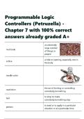 Programmable Logic Controllers &lpar;Petruzella&rpar; - Chapter 7 with 100- correct answers already graded A&plus;&period;