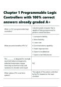 Chapter 1 Programmable Logic Controllers with 100- correct answers already graded A&plus;
