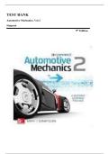 Test Bank for Automotive mechanics volume 2 9th Edition by simpson &vert;All Chapters Included&vert; Guide A&plus;
