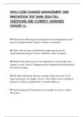 WGU C208 CHANGE MANAGEMENT AND INNOVATION TEST BANK 2026 FULL QUESTIONS AND CORRECT ANSWERS GRADED A&plus;