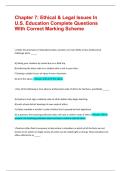 Chapter 7&colon; Ethical & Legal Issues In U&period;S&period; Education Complete Questions With Correct Marking Scheme