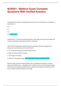 NUR401 - Midterm Exam Complete Questions With Verified Answers