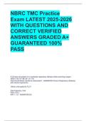 NBRC TMC Practice Exam LATEST 2025-2026 WITH QUESTIONS AND CORRECT VERIFIED ANSWERS GRADED A&plus; GUARANTEED 100&percnt; PASS