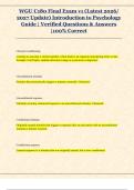 WGU C180 Final Exam v1 &lpar;Latest 2026&sol;  2027 Update&rpar; Introduction to Psychology  Guide &vert; Verified Questions & Answers  &vert;100&percnt; Correct 