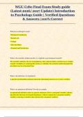 WGU C180 Final Exam Study guide  &lpar;Latest 2026&sol; 2027 Update&rpar; Introduction  to Psychology Guide &vert; Verified Questions  & Answers &vert;100&percnt; Correct 