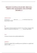 BIOLOGY 212 FINAL EXAM 2025- 2026 FALL-SPRING SFSU QUESTIONS AND ANSWERS GRADED A&plus;  