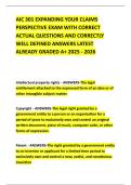 AIC 301 EXPANDING YOUR CLAIMS PERSPECTIVE EXAM WITH CORRECT ACTUAL QUESTIONS AND CORRECTLY WELL DEFINED ANSWERS LATEST ALREADY GRADED A&plus; 2025 - 2026