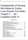 Fundamentals of Nursing 9th Edition by Taylor&comma; Lynn&comma; Bartlett Test Bank &vert; Chapter 1&Tab;-46 &vert;Complete Guide A&plus;