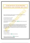 NURS 160 FINAL EXAM 2025&sol;2026 QUESTIONS AND ANSWERS 100&percnt; PASS