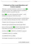 Criminal Law &lpar;bar exam&rpar; Questions and  Correct Answers
