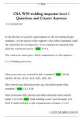 CSA W59 welding inspector level 1  Questions and Correct Answers 