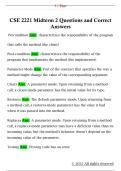 CSE 2221 Midterm 2 Questions and Correct  Answers