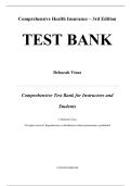 Test Bank For Comprehensive Health Insurance 3rd Edition By Deborah Vines&comma; All Chapters 1-17