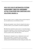 WGU D033 HEALTH INFORMATION SYSTEMS MANAGEMENT OBJECTIVE ASSESSMENT ACTUAL EXAM PAPER 2026 QUESTIONS WITH SOLUTIONS GRADED A&plus;